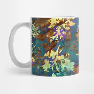 Jungle Floral Neck Gator Blue Gold and Brown Jungle Flowers Mug